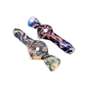 3" Gold Fumed Art Wig Wag Artwork Chillum  Hand Pipes Pack of 3 [SG3191]